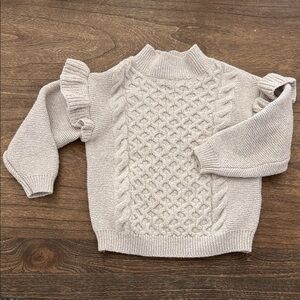 Old Navy Beige Knit Sweater with Ruffle Sleeves